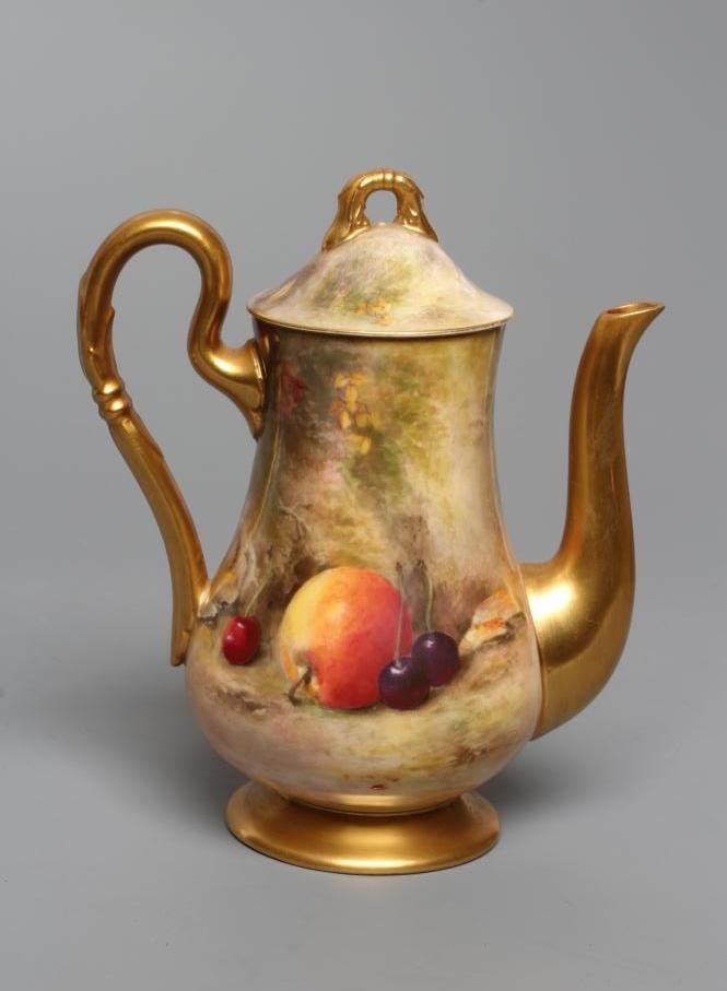 A ROYAL WORCESTER CHINA CABINET COFFEE POT AND COVER Image