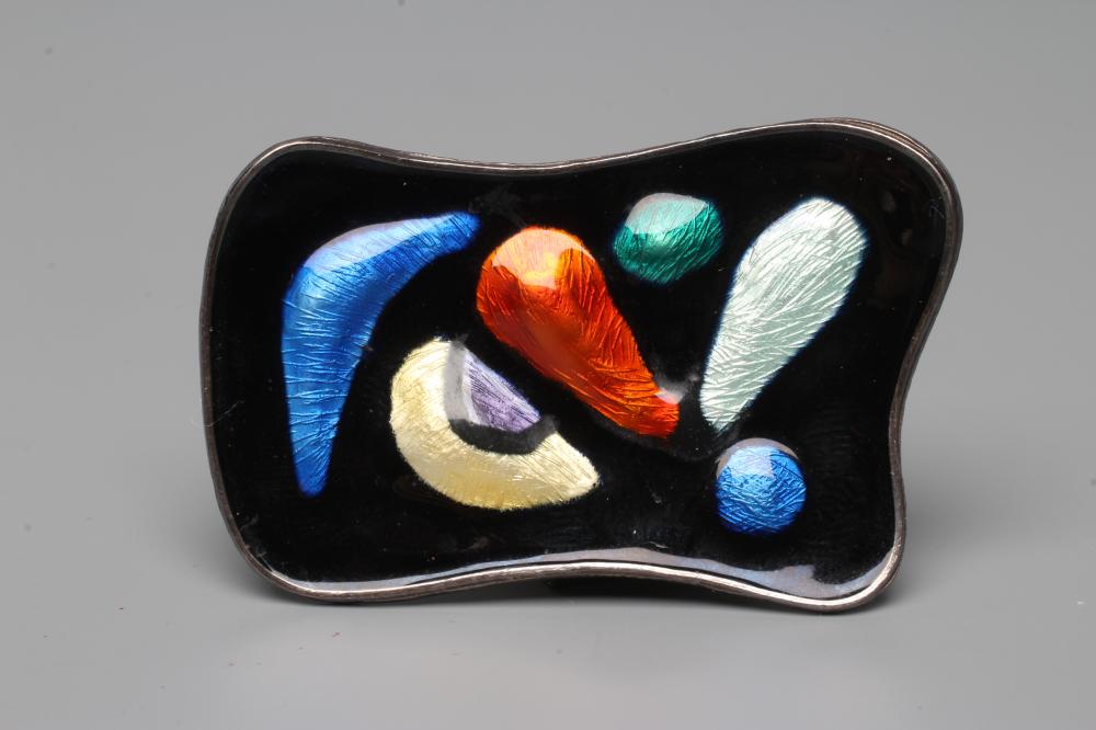 A NORWEGIAN STERLING SILVER AND ENAMEL BROOCH designed by Oystry Balle Image