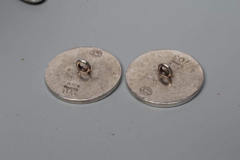 A GEORG JENSEN SILVER AND BROWN ENAMEL AMOEBA BROOCH designed by Henning Kopper and numbered 371, Image