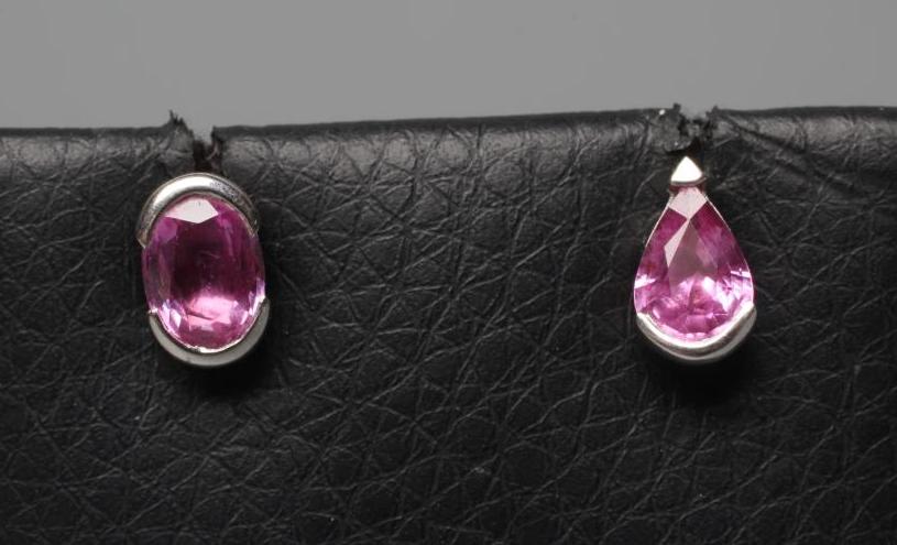 A PAIR OF CARTIER ASYMETRICAL PINK SAPPHIRE EARRINGS Image