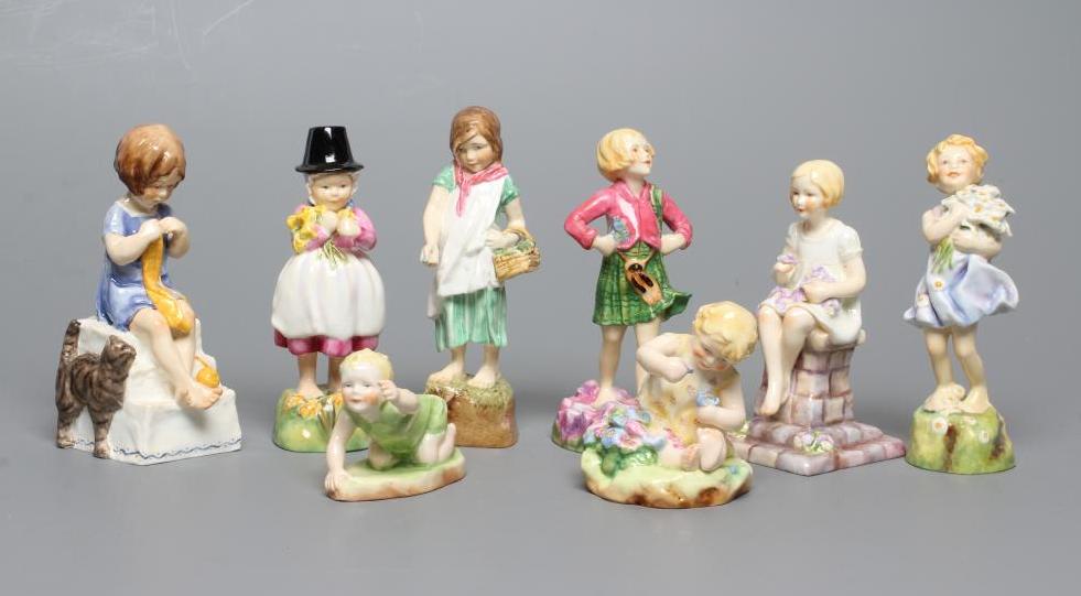 EIGHT ROYAL WORCESTER CHINA FIGURES modelled by Freda Doughty Image