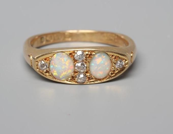 AN EDWARDIAN OPAL AND DIAMOND RING Image