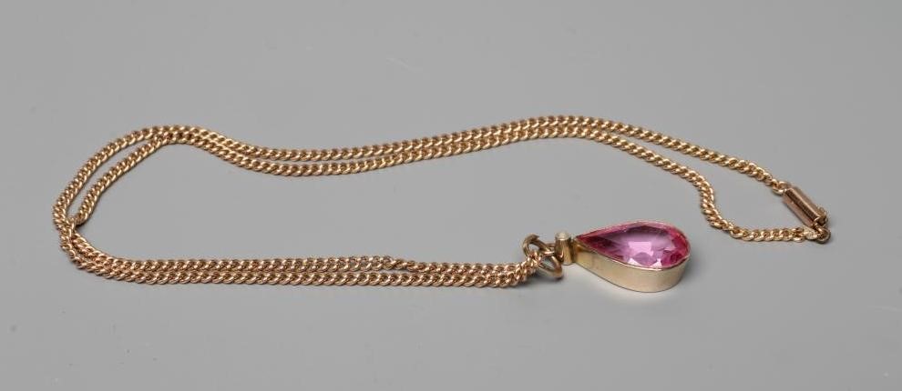 A PINK TOPAZ(?) PENDANT Image