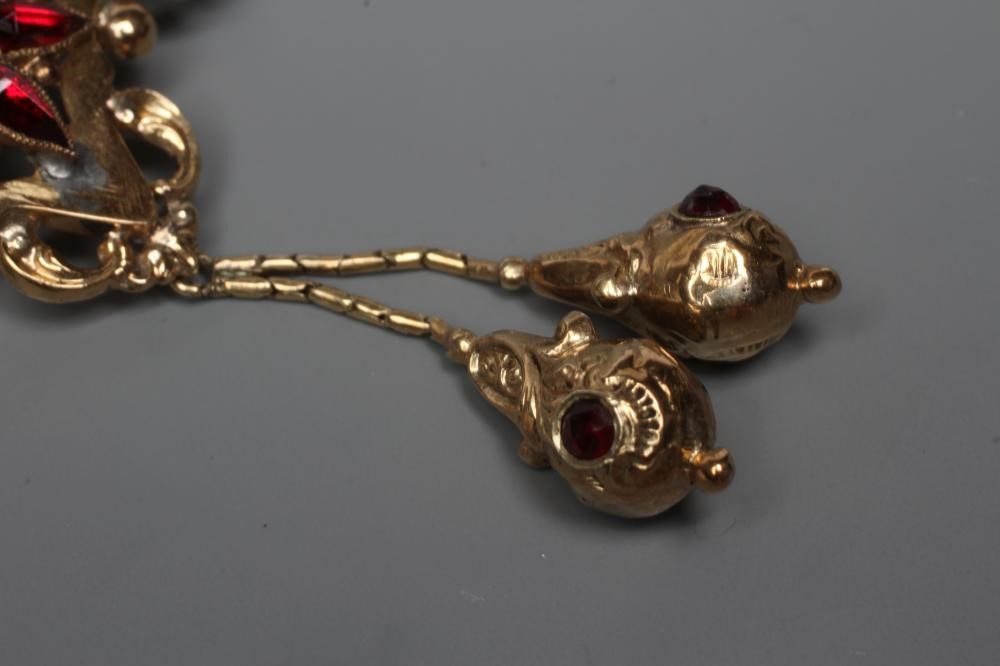 A MID 19TH CENTURY GARNET AND SEED PEARL OPEN BROOCH similar to the previous lot Image