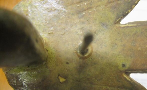 JOHN MALTBY (1936-2000) - a brown glazed stoneware stylised bird pricket candlestick, monogrammed Image