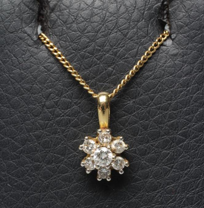 A DIAMOND CLUSTER PENDANT to match the previous lot, on a fine chain necklace (Est. plus 24% premium Image