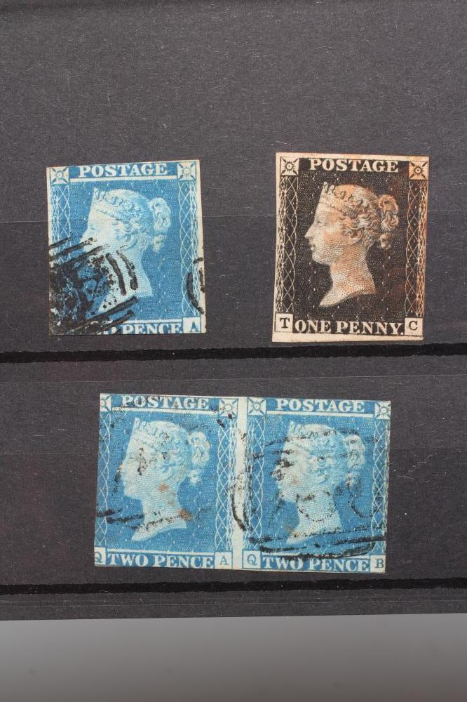 3 MARGIN PENNY BLACK and 1841 2d Blues x 3 (Est. plus 24% premium inc. VAT) Image