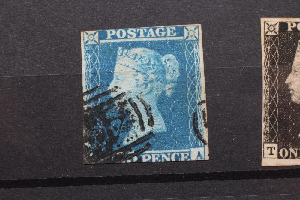 3 MARGIN PENNY BLACK and 1841 2d Blues x 3 (Est. plus 24% premium inc. VAT) Image