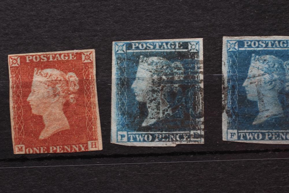 1841 PENNY RED unused and 4 x 1841 2d Blues (Est. plus 24% premium inc. VAT) Image