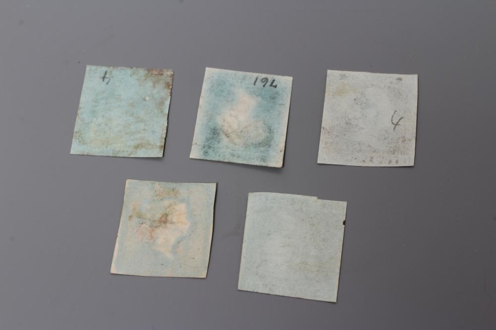 1841 PENNY RED unused and 4 x 1841 2d Blues (Est. plus 24% premium inc. VAT) Image