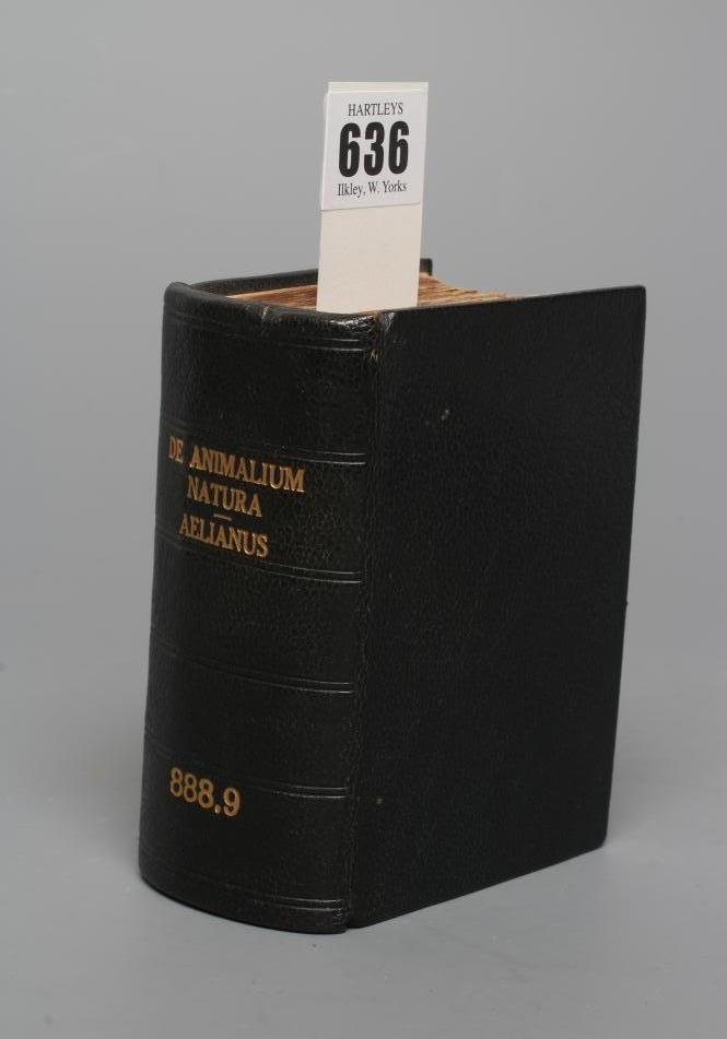 CLAUDIUS AELIANUS - De Animalium Natura, 1628, Greek and Latin text, grained calf library binding, 1 Image