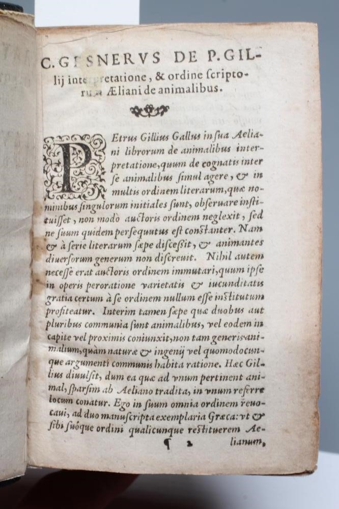 CLAUDIUS AELIANUS - De Animalium Natura, 1628, Greek and Latin text, grained calf library binding, 1 Image
