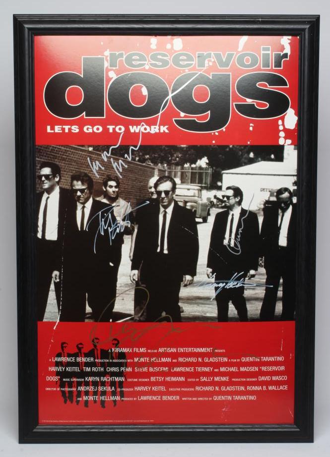 A SIGNED "RESERVOIR DOGS" POSTER autographed by Quentin Tarantino Image