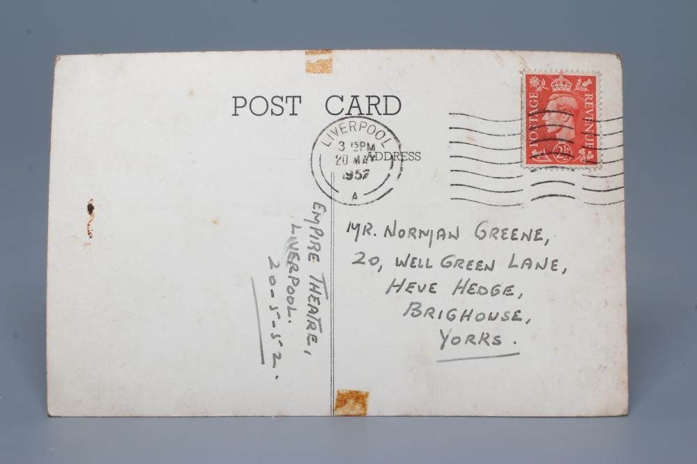 A SIGNED PHOTOGRAPH OF LAUREL AND HARDY inscribed "HELLO NORMAN", 5 1/2" wide (Est. plus 24% premium Image