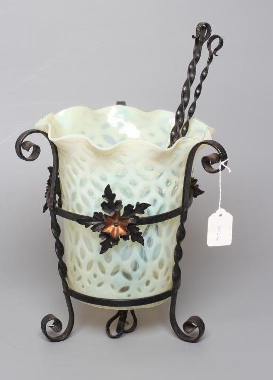 AN ART NOUVEAU WROUGHT IRON LANTERN Image