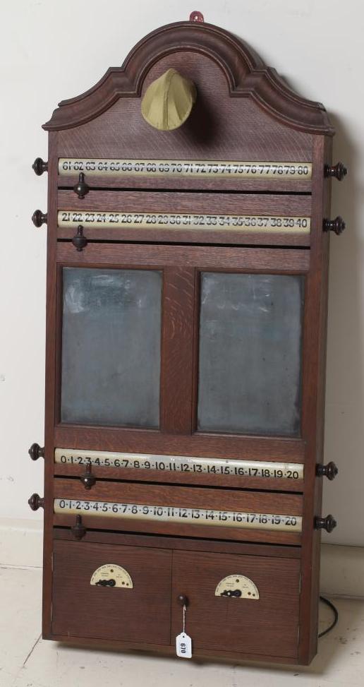 AN OAK BILLIARD ROOM SCORE BOARD Image