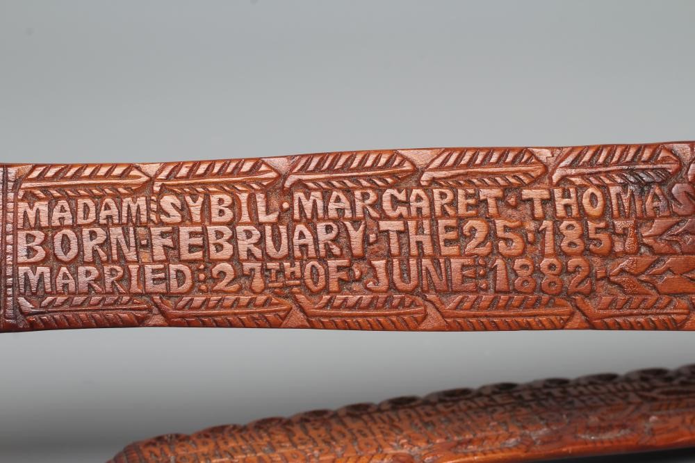 A VICTORIAN WELSH TREEN LOVE SPOON AND FORK Image