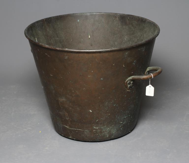 A COPPER BIN, early 20th century, of tapering form with loop handles, 22 3/4" x 18 (Est. plus 24% Image