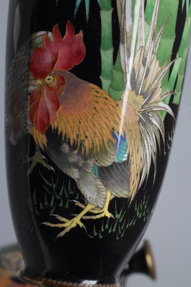 A PAIR OF JAPANESE CLOISONNE ENAMEL VASES Image