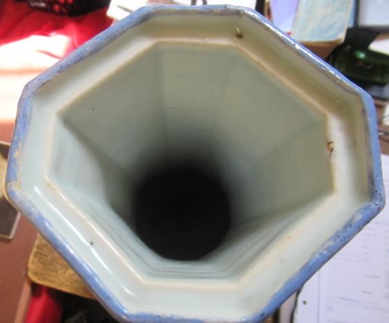 A CHINESE PORCELAIN VASE of swept octagonal form with two scrolling handles Image