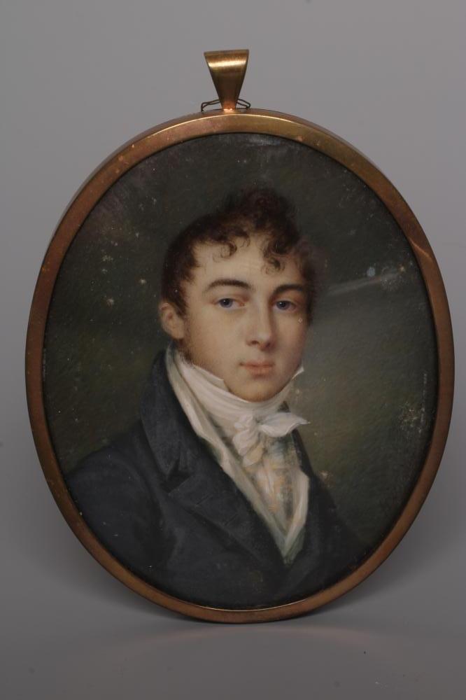 JEAN FRANCOIS M. HUET-VILLIERS (1772-1830) A Gentleman in a grey frock coat and necktie Image