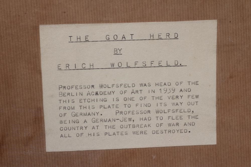 ERICH WOLFSFELD (Polish 1884-1956) "The Goat Herd", etching, signed in pencil, plate size 12 x 9 Image