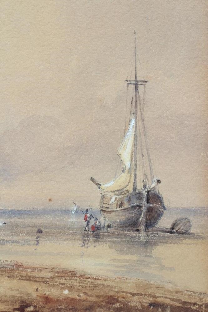 CIRCLE OF RICHARD PARKES BONNINGTON (1802-1828) Coastal Scene with Figures, watercolour and pencil Image