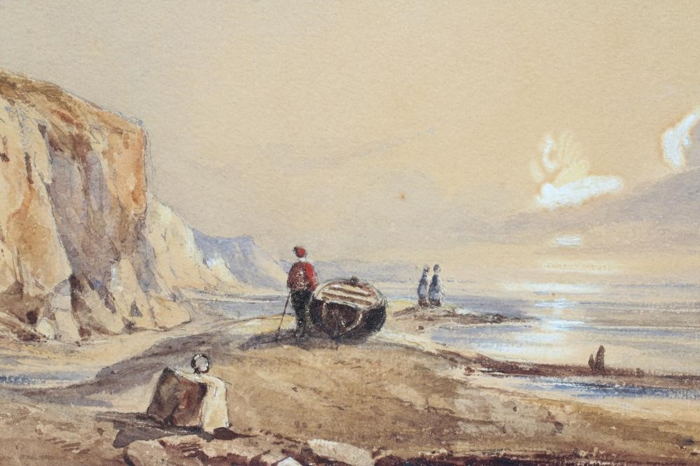 CIRCLE OF RICHARD PARKES BONNINGTON (1802-1828) Coastal Scene with Figures, watercolour and pencil Image
