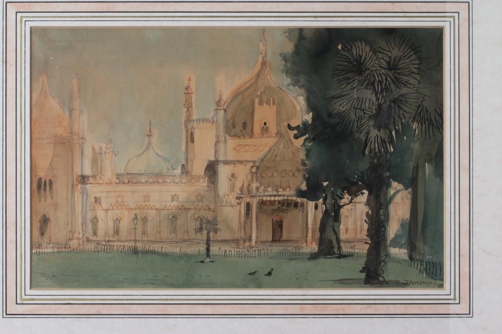 DAVID B PONSONBY (1901-1986) Brighton Scenes, pen, pencil and wash on tinted paper, a pair, signed, Image