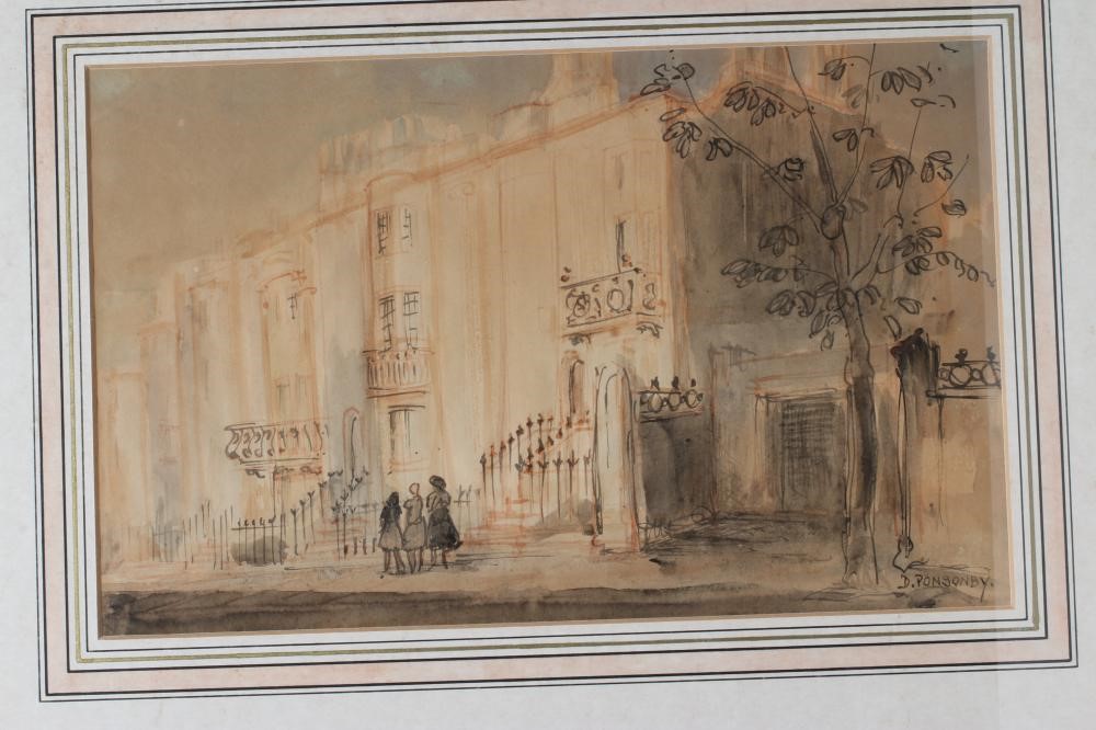 DAVID B PONSONBY (1901-1986) Brighton Scenes, pen, pencil and wash on tinted paper, a pair, signed, Image