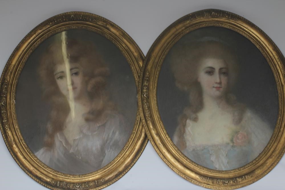 BRITISH SCHOOL (18th century) Portraits of Sisters(?), head and shoulders, a pair of pastels, Image