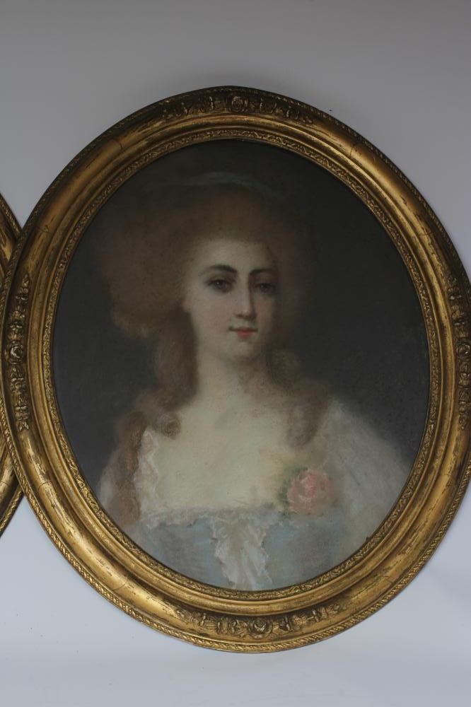 BRITISH SCHOOL (18th century) Portraits of Sisters(?), head and shoulders, a pair of pastels, Image