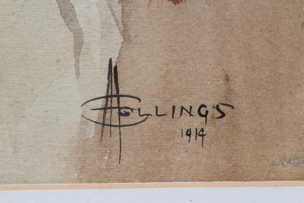 ALBERT HENRY COLLINGS (1868-1947) Seated Female Nude, watercolour and pencil, signed and dated 1918, Image