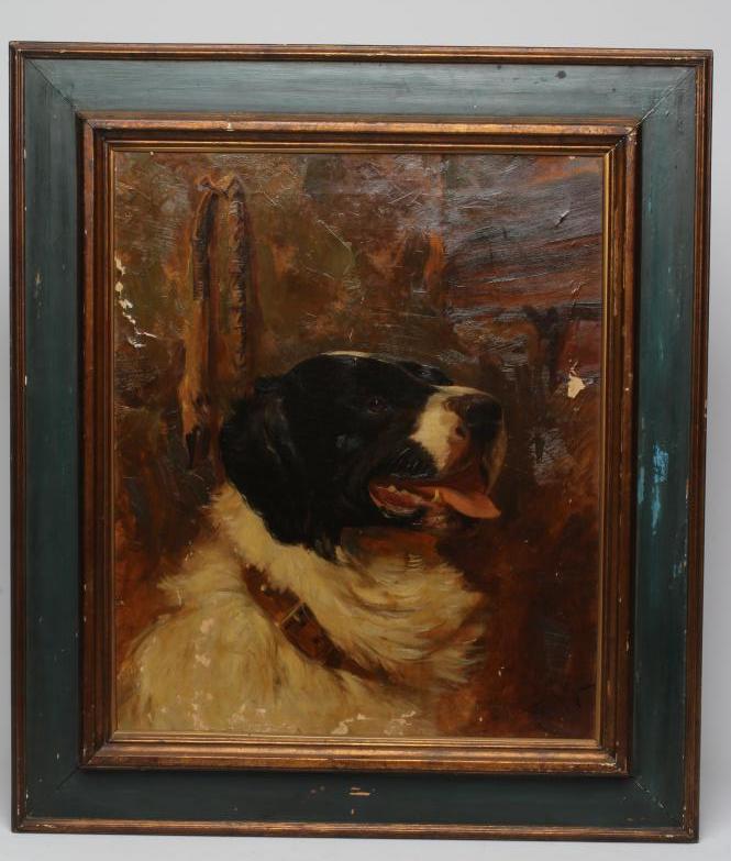 CIRCLE OF ARTHUR WARDLE (1864-1949) Portrait of a St Bernard, oil on canvas, bears signature, 24 Image