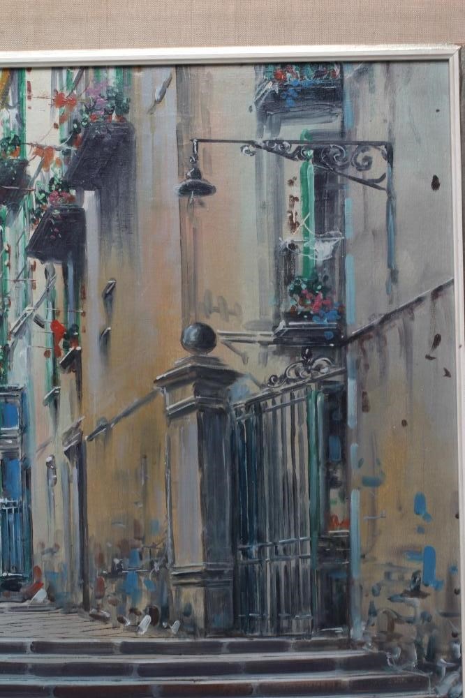 MARIO FERDELBA (Italian 1897-1971) Street Scene with Figures, oil on canvas, signed, 20 x 28 Image