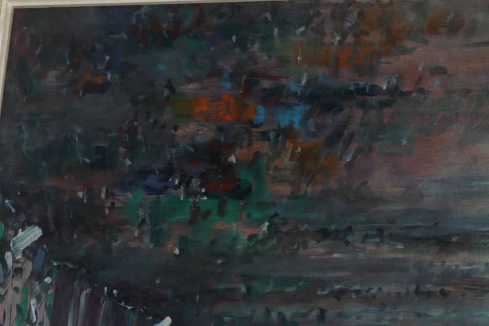 MARIO FERDELBA (Italian 1897-1971) Street Scene with Figures, oil on canvas, signed, 20 x 28 Image