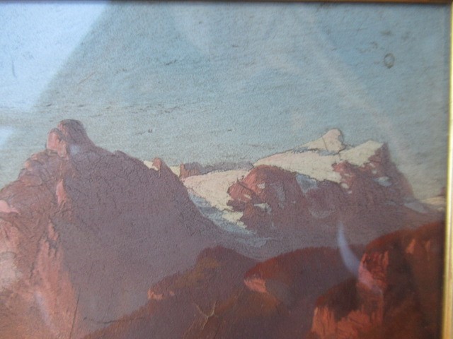 ITALIAN(?)SCHOOL 19th century, Lake Scene with Boats, oil on board, unsigned, 6 1/2" x 9 1/2", gilt Image