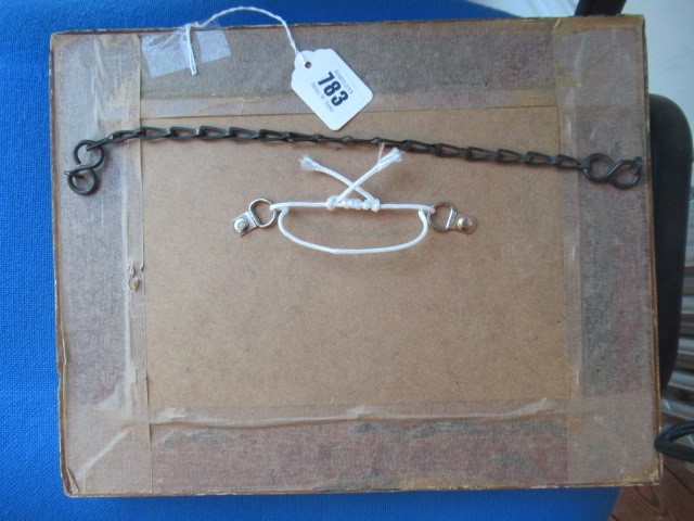 ITALIAN(?)SCHOOL 19th century, Lake Scene with Boats, oil on board, unsigned, 6 1/2" x 9 1/2", gilt Image