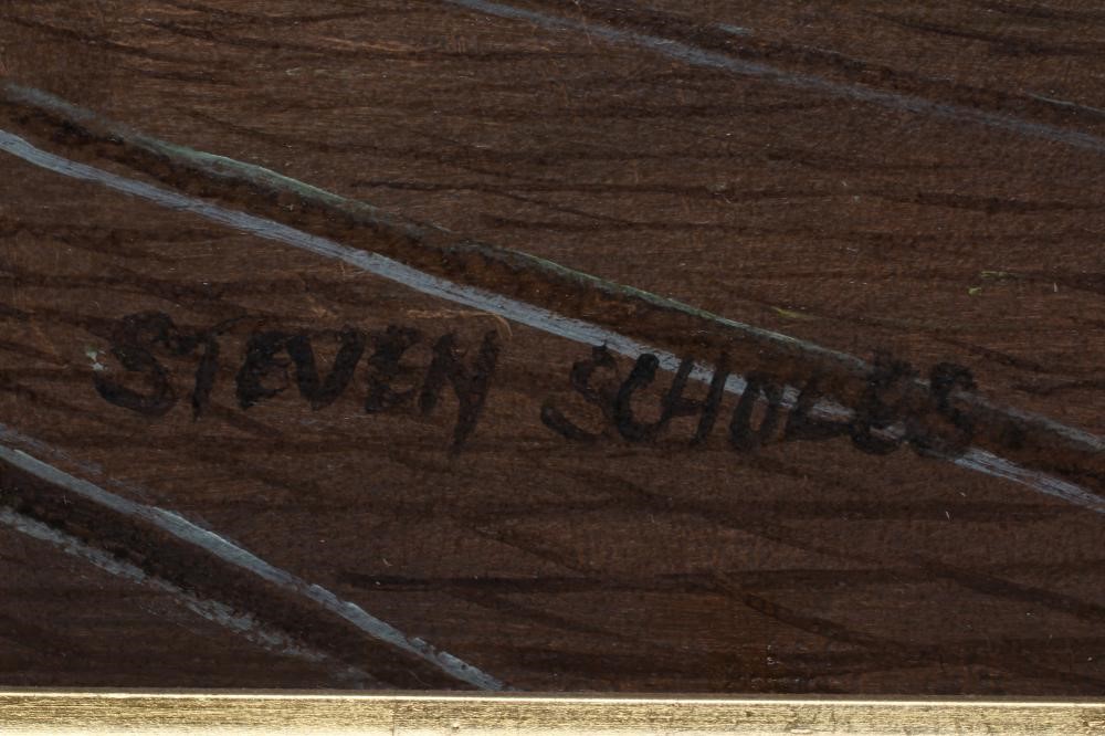 STEVEN SCHOLES (b.1952) "Rochdale at Night", oil on canvas, signed, 16 x 19 3/4" framed (subject to Image