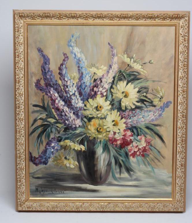 W JOYCE LAKEMAN (British 20th century) Still Life with Flowers in a Vase, oil on board, signed, 29 Image