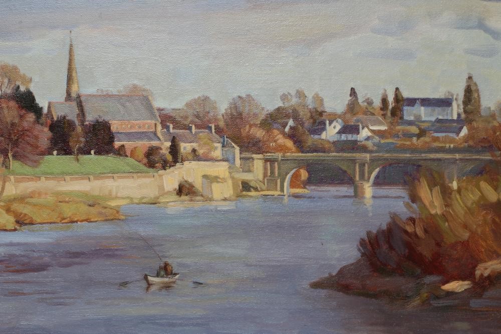 MARGARET PEACH (Contemporary) The Junction Beat Kelso, oil on canvas, signed, 16 1/4" x 24, gilt Image