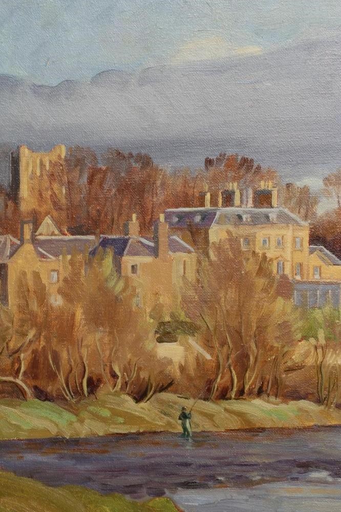 MARGARET PEACH (Contemporary) The Junction Beat Kelso, oil on canvas, signed, 16 1/4" x 24, gilt Image
