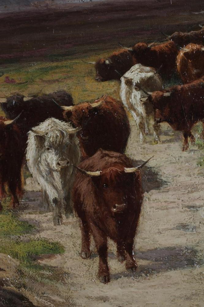 STEPHEN ENOCH HOGLEY (1842-1927) Highland Cattle Watering Image