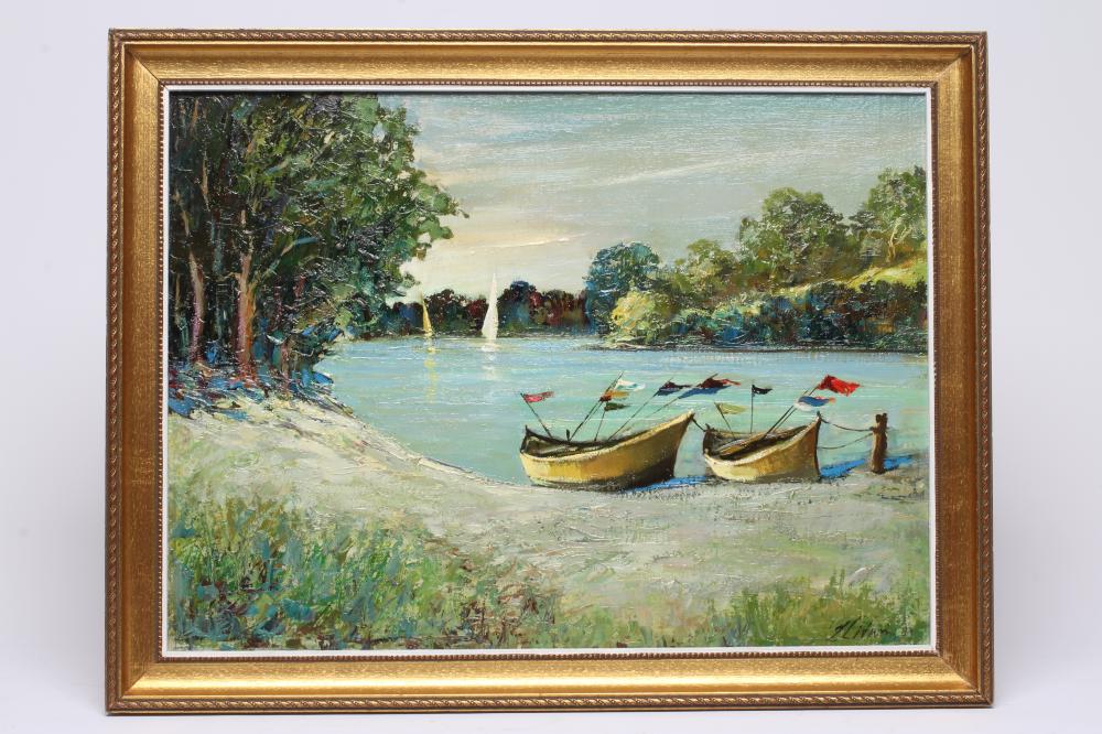 ZBIGNIEW LITWIN (Polish 1914-2001) Coastal Scene with Boats Image