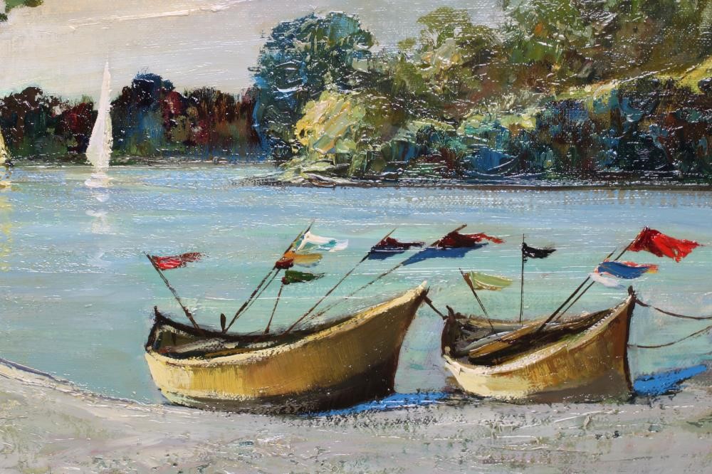 ZBIGNIEW LITWIN (Polish 1914-2001) Coastal Scene with Boats Image