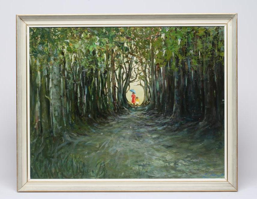 ZBIGNIEW LITWIN (Polish 1914-2001) Figures on a Wooded Path Image