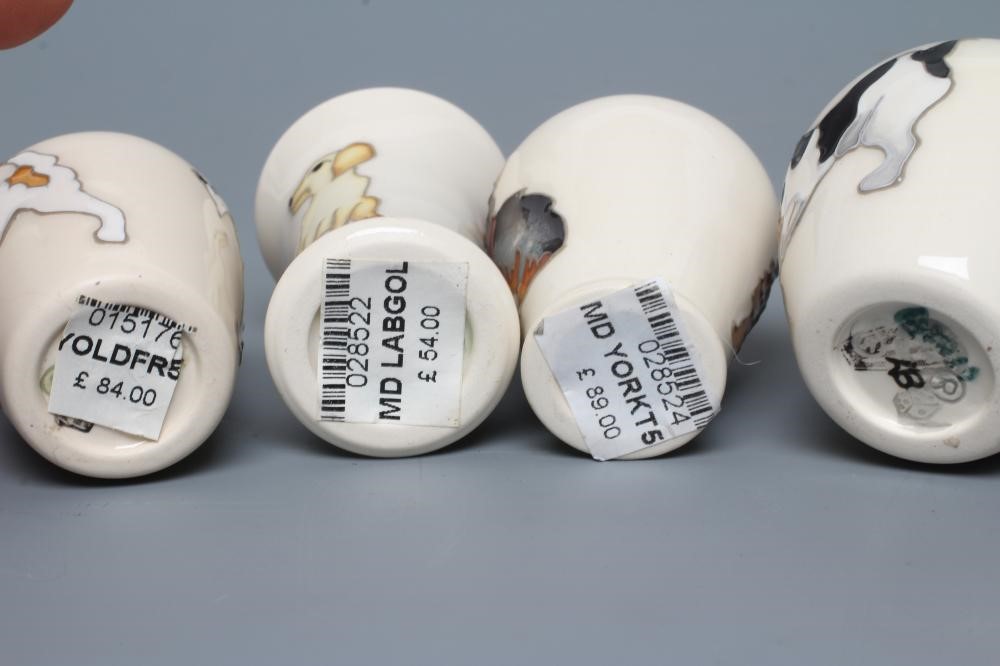 FOUR MINIATURE MOORCROFT POTTERY DOG VASES Image