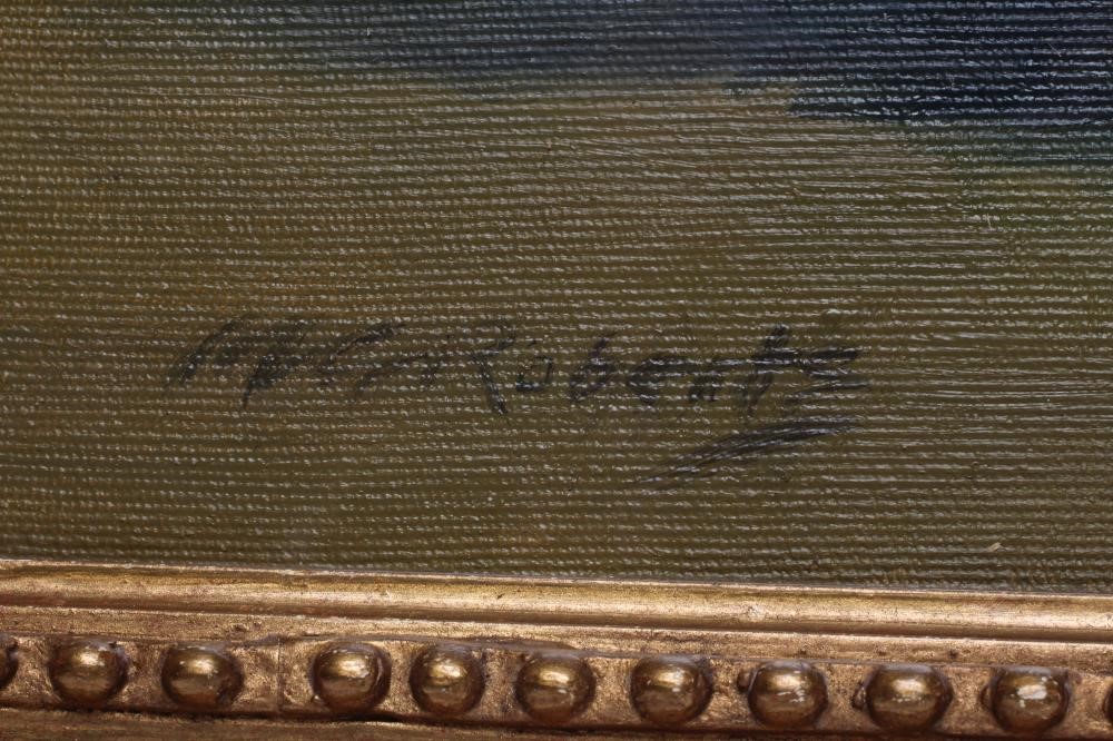 M. C.(?) ROBERTS (Contemporary) Wetherby Racecourse, oil on canvas, signed, 16 x 22 1/4", gilt Image