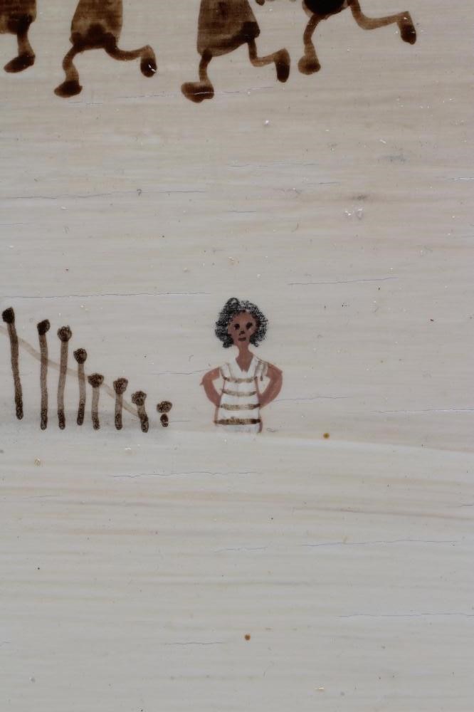 BRIAN SHIELDS "BRAAQ" (1951-1997) "Fete Day", oil on board, signed "Braaq 75 FBA "Ann" ", 17 3/4" x Image