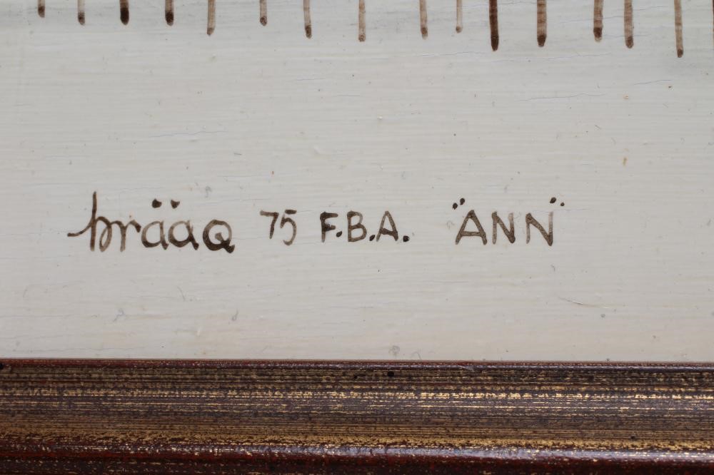 BRIAN SHIELDS "BRAAQ" (1951-1997) "Fete Day", oil on board, signed "Braaq 75 FBA "Ann" ", 17 3/4" x Image